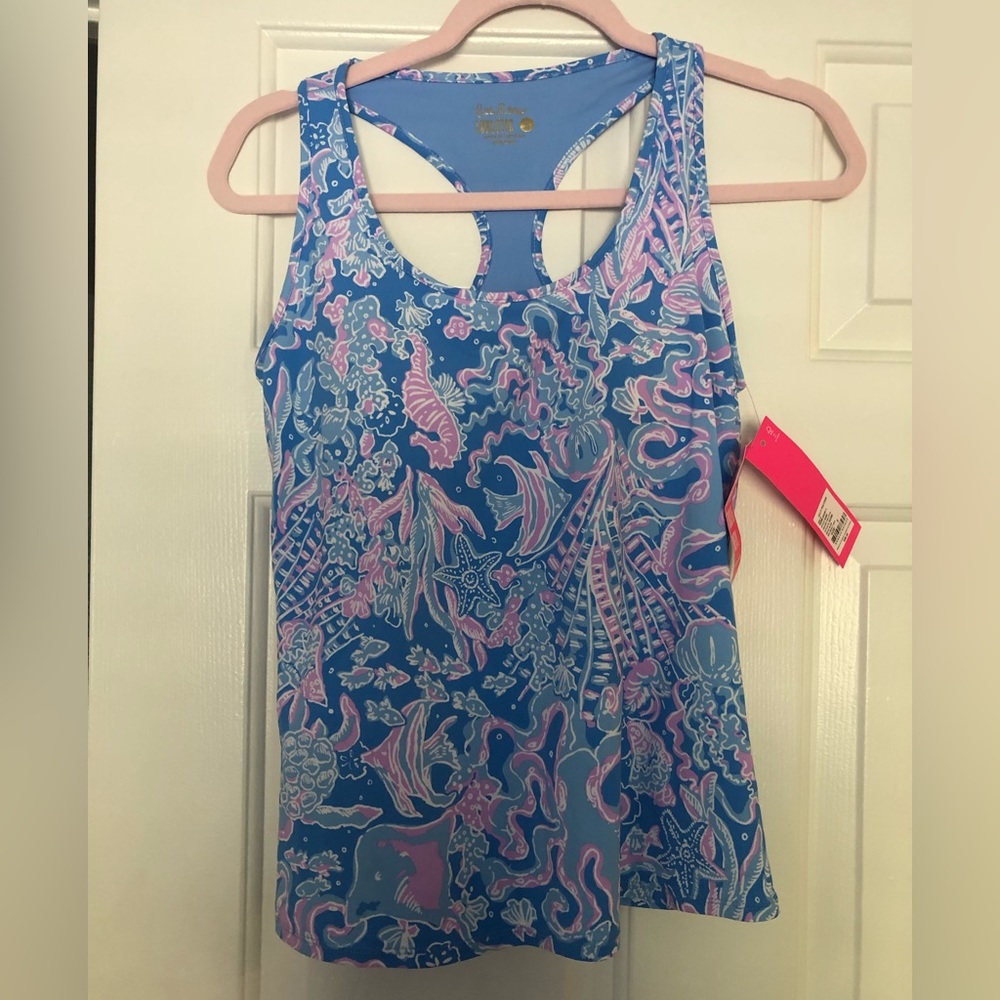 NWT Lilly Pulitzer Mina Bra Tank Boca Blue Sea What I Sea